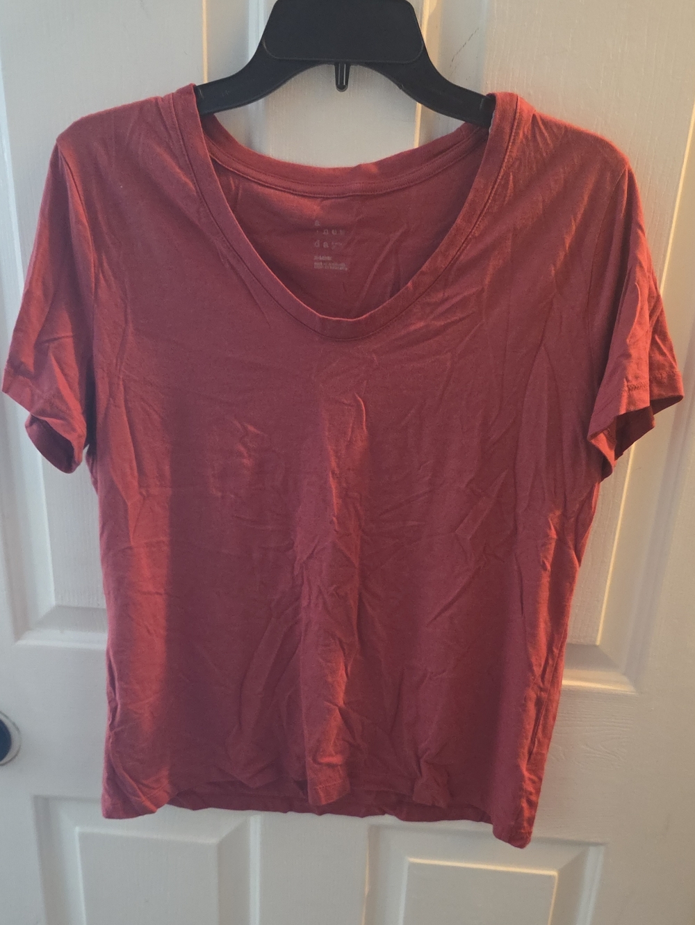 a new day Women's V-Neck Short Sleeve Tee - Brick Red